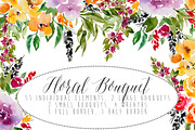 Floral Bouquet Watercolor Elements
