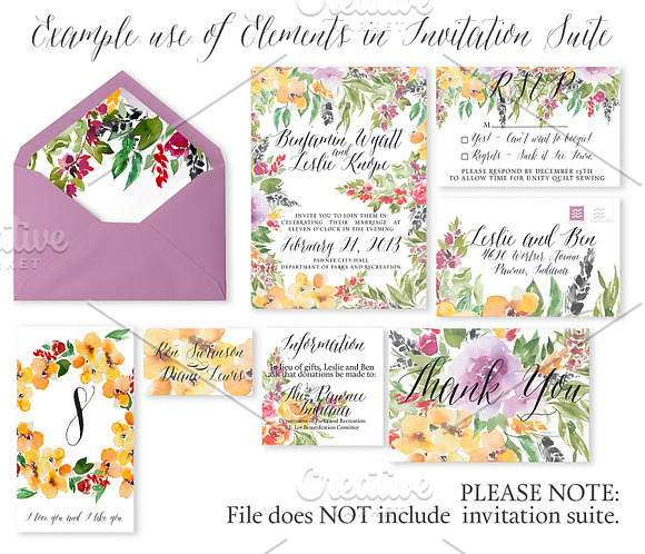 Floral Bouquet Watercolor Elements in Illustrations - product preview 3