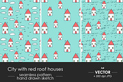 Red roof houses pattern