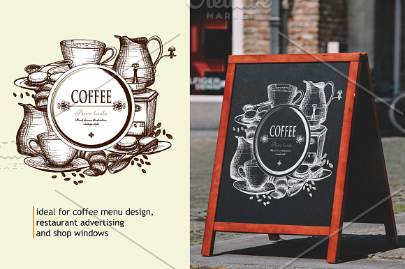 Sketch Coffee Set in Illustrations - product preview 2