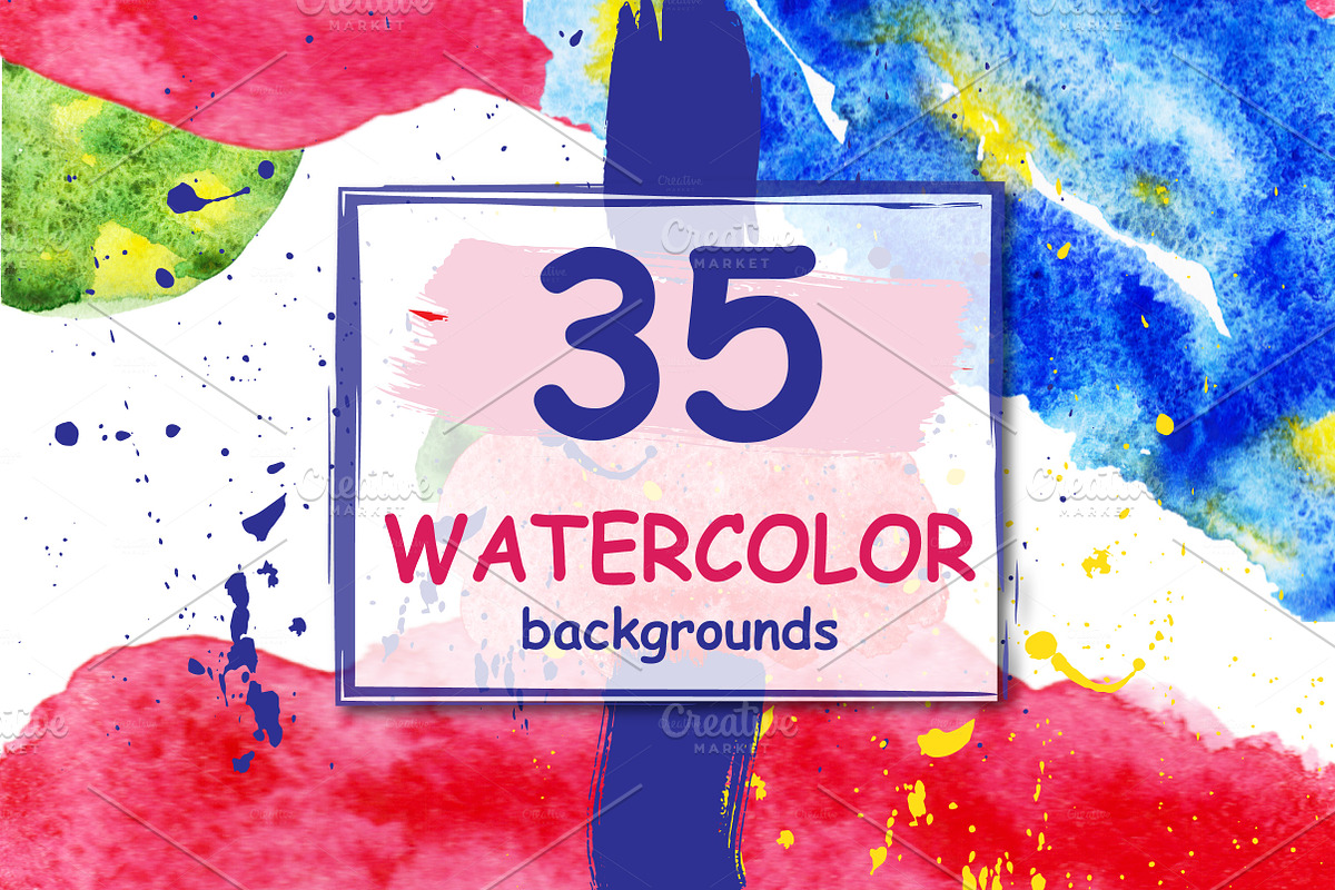 35 watercolor backgrounds.   in Textures - product preview 8