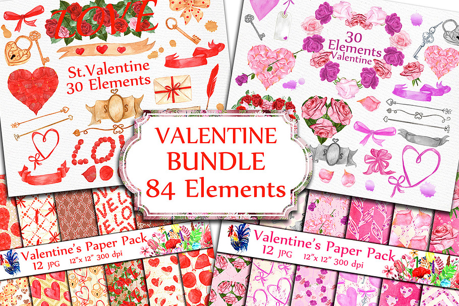 BUNDLE-Valentine's Day clipart in Illustrations - product preview 8