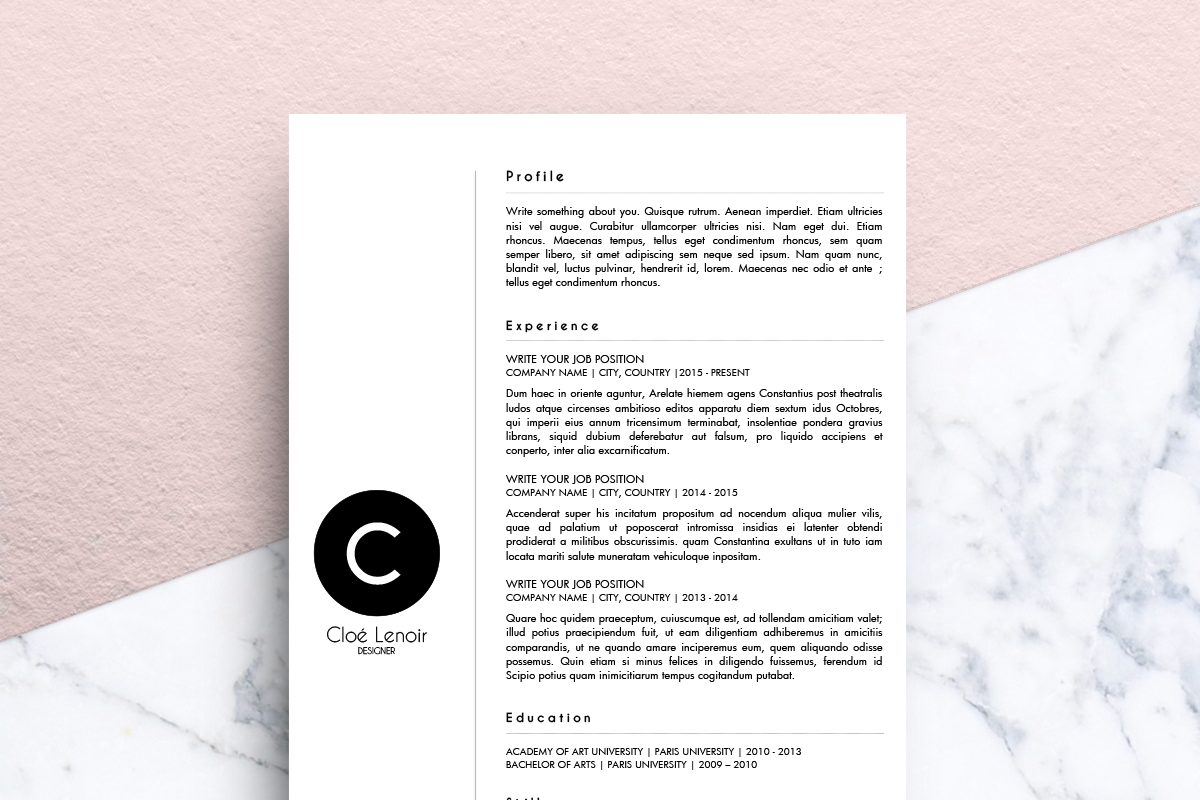 Minimalist CV (MS Word) | Cloé in Resume Templates - product preview 8