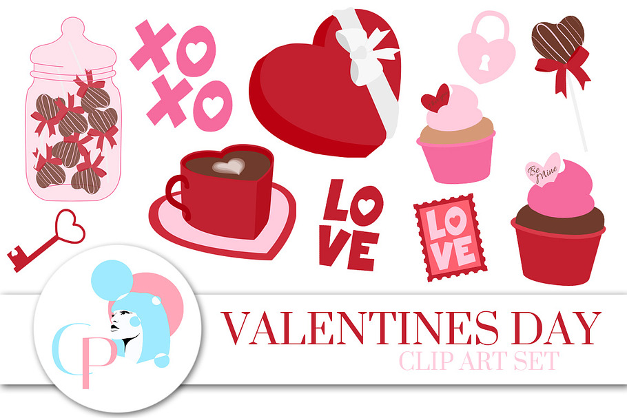 Valentines Day ClipArt Set in Illustrations - product preview 8