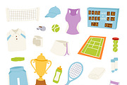 Vector athlete stylized tennis icons