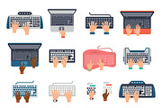 Users hands on keyboard vector
