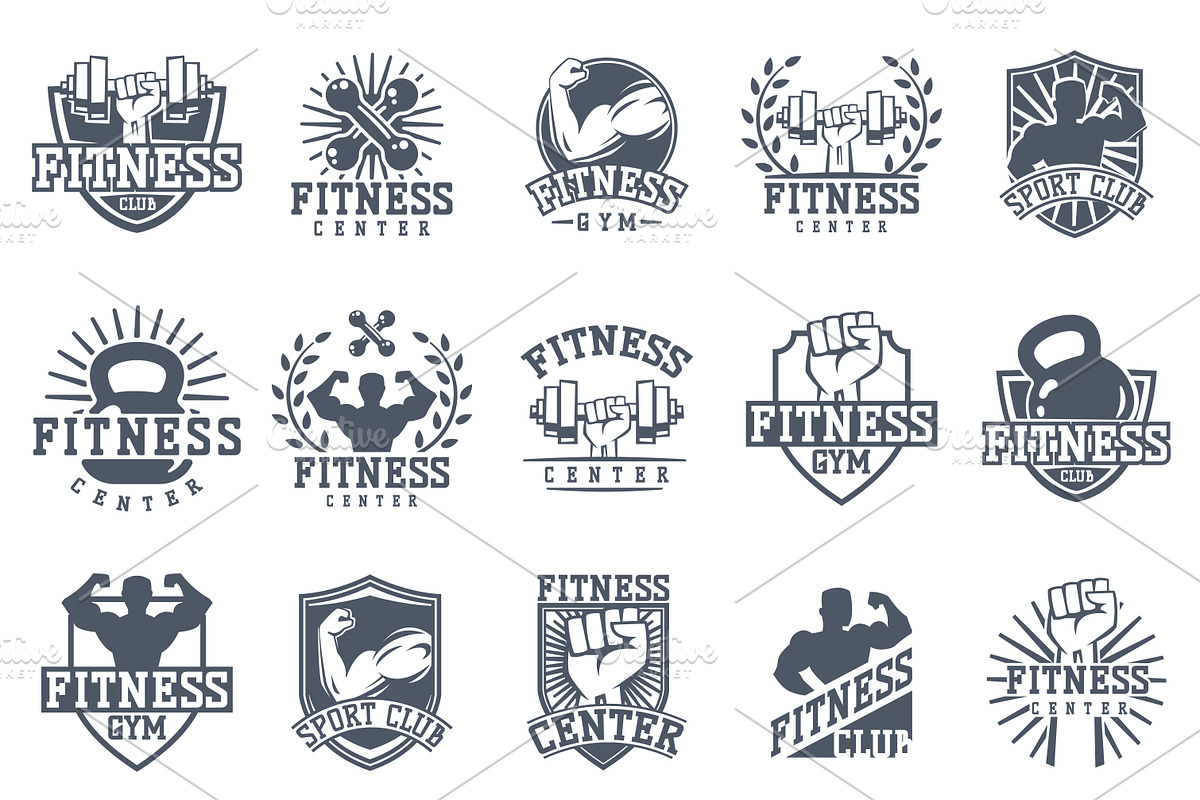 Monochrome fitness vector logo in Illustrations - product preview 8
