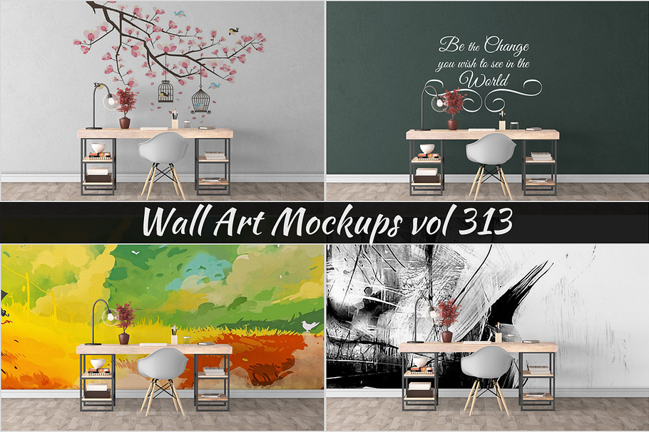 Wall Mockup - Sticker Mockup Vol 313 in Print Mockups - product preview 8