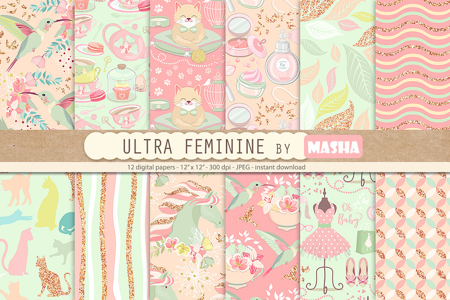 ULTRA FEMININE digital paper in Patterns - product preview 8
