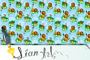 Seamless pattern with funny lion