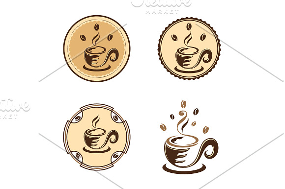 4 Hot Coffee Bean Cafe Cup Logo in Logo Templates - product preview 3
