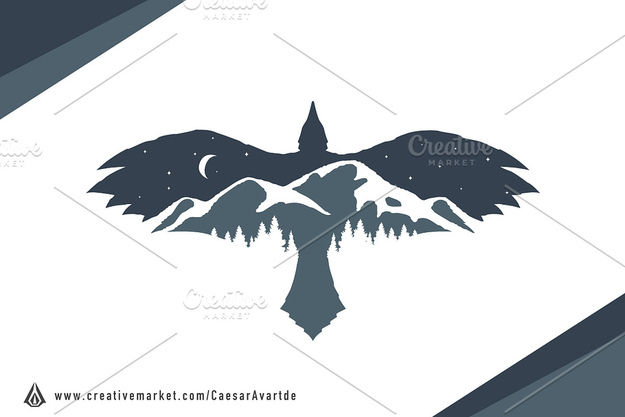 Raven Mountain Logo Template in Logo Templates - product preview 8