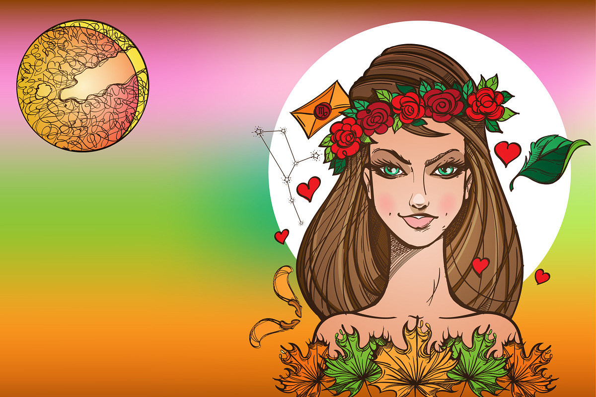 Romantic girl. Zodiac signs in Illustrations - product preview 8