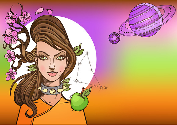 Romantic girl. Zodiac signs in Illustrations - product preview 4