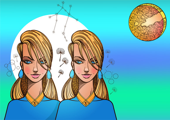 Romantic girl. Zodiac signs in Illustrations - product preview 10