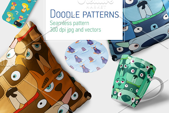 Doodle seamless patterns in Patterns - product preview 4
