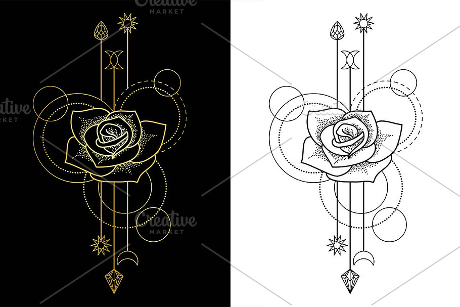Rose Tattoo+2Seamless Patterns in Objects - product preview 8