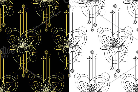 Lily Tattoo+2 Seamless Patterns in Objects - product preview 1
