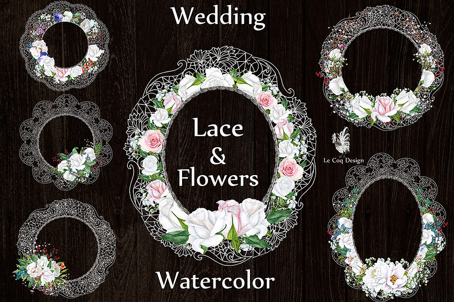 White lace floral frames clipart in Illustrations - product preview 8