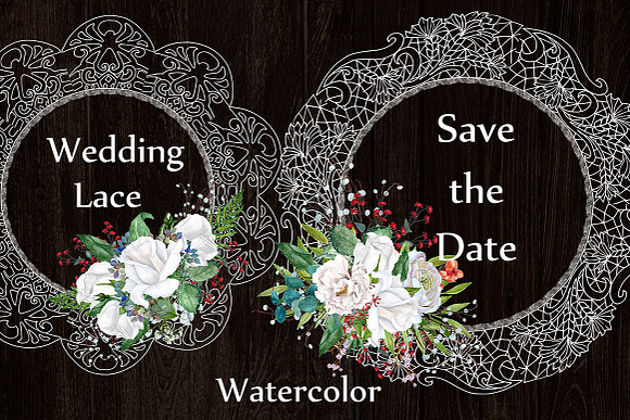 White lace floral frames clipart in Illustrations - product preview 2