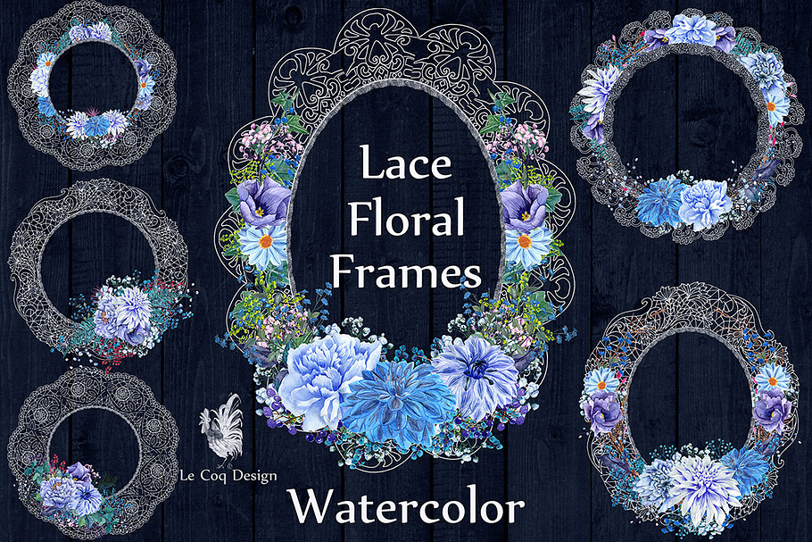White lace floral frames clipart in Illustrations - product preview 8