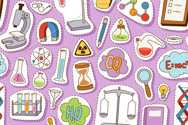 Laboratory icons seamless pattern