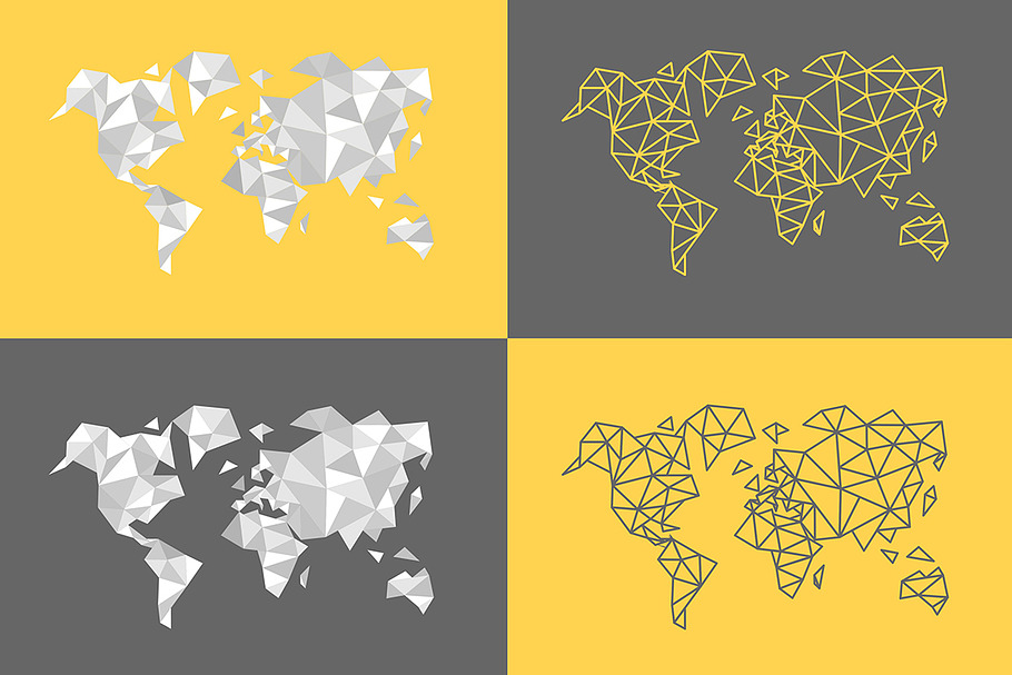 Polygonal triangle world maps in Illustrations - product preview 8