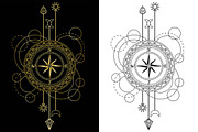 Compass Tattoo+Seamless Patterns