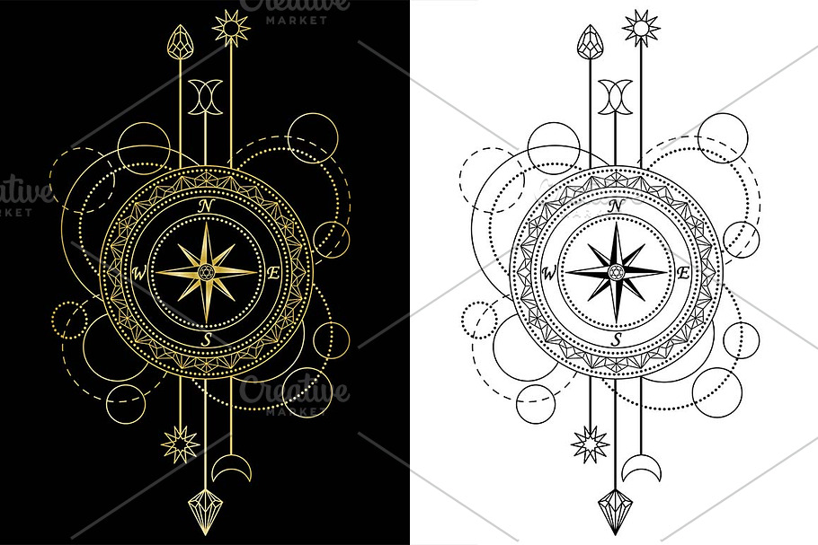 Compass Tattoo+Seamless Patterns in Objects - product preview 8
