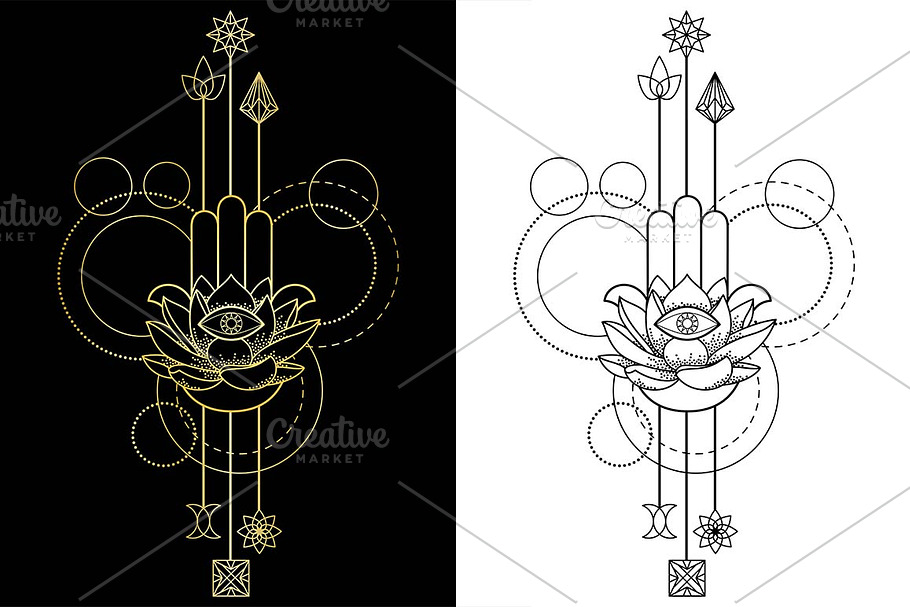 Hamsa Hand Tattoo+Seamless Patterns in Objects - product preview 8