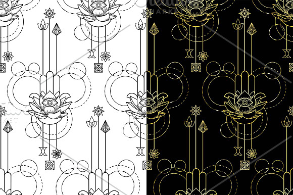Hamsa Hand Tattoo+Seamless Patterns in Objects - product preview 1