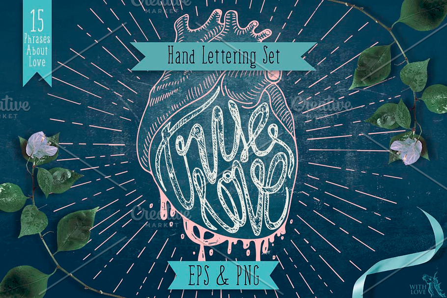 True Love Hand Lettering Set in Illustrations - product preview 8
