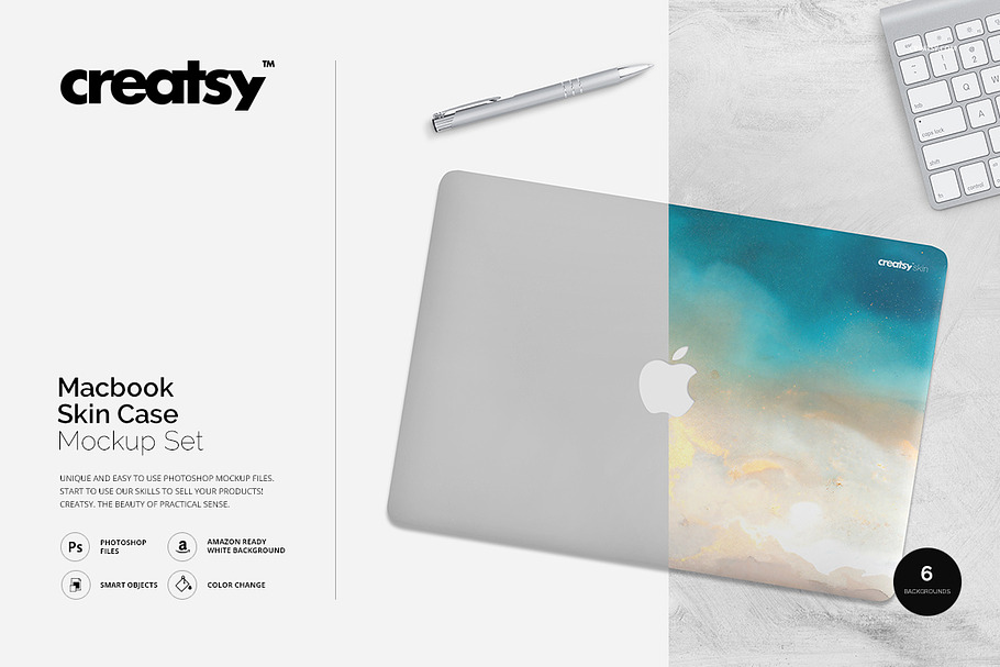 Macbook Skin Case Mockup in Product Mockups - product preview 8