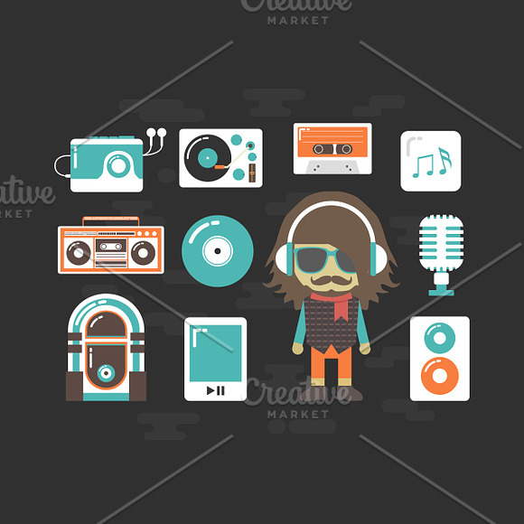 hip hop DJ and music instrumental in Illustrations - product preview 1