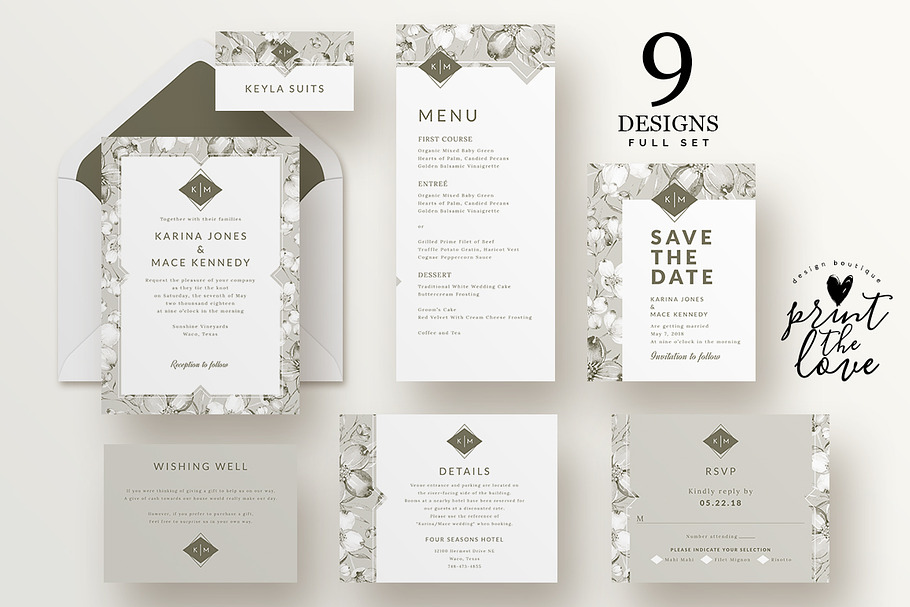 Wedding Invitation Suite - Karina in Wedding Templates - product preview 8