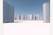 White skyscrapers 3d rendering