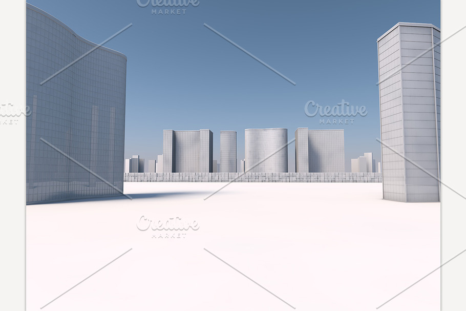 White skyscrapers 3d rendering in Illustrations - product preview 8