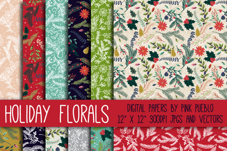 Christmas Holiday Floral Patterns in Patterns - product preview 8