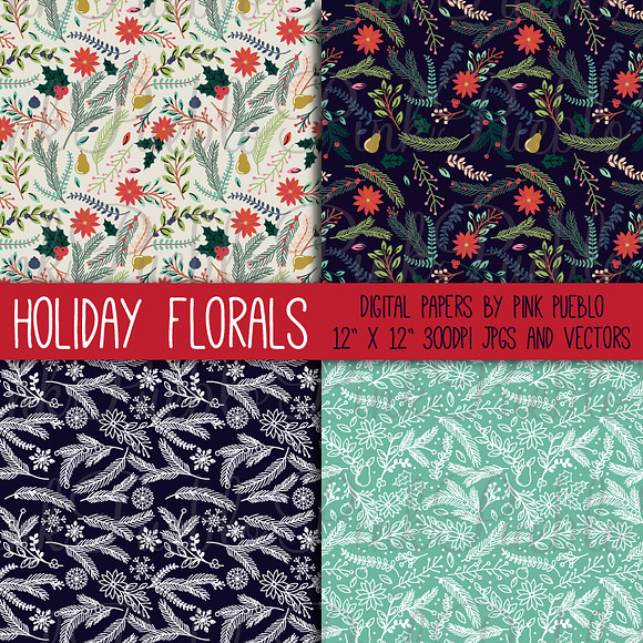 Christmas Holiday Floral Patterns in Patterns - product preview 1