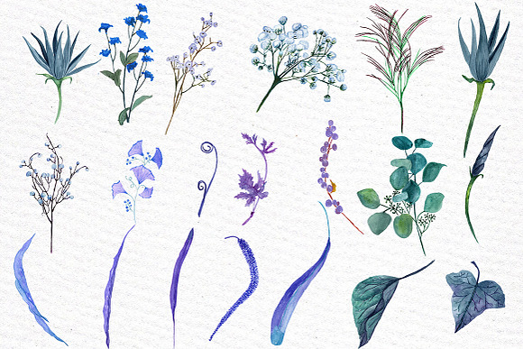 Watercolor flowers clipart in Illustrations - product preview 2