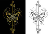 Butterfly Tattoo+Seamless Patterns