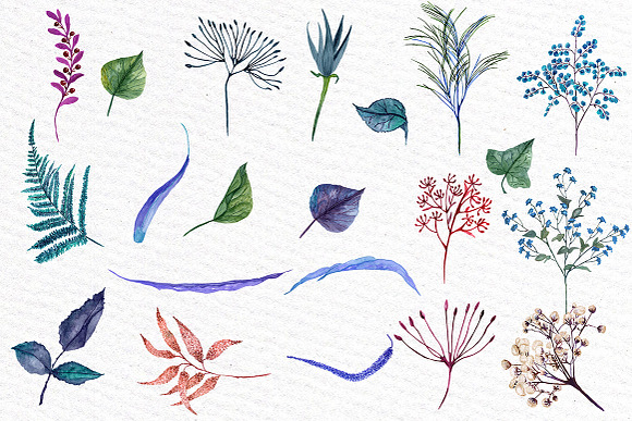 Watercolor Blue Flowers Clipart in Illustrations - product preview 2