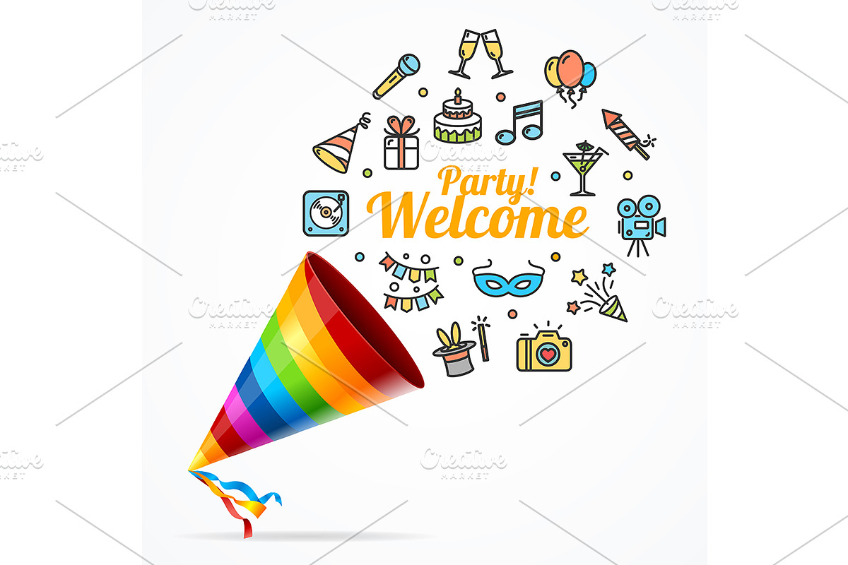 Party Banner Card in Illustrations - product preview 8