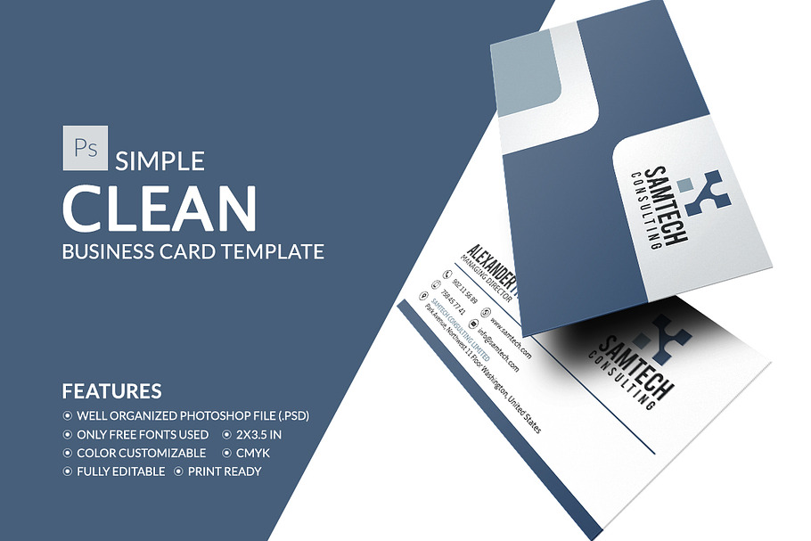 Simple Clean Business Card in Business Card Templates - product preview 8