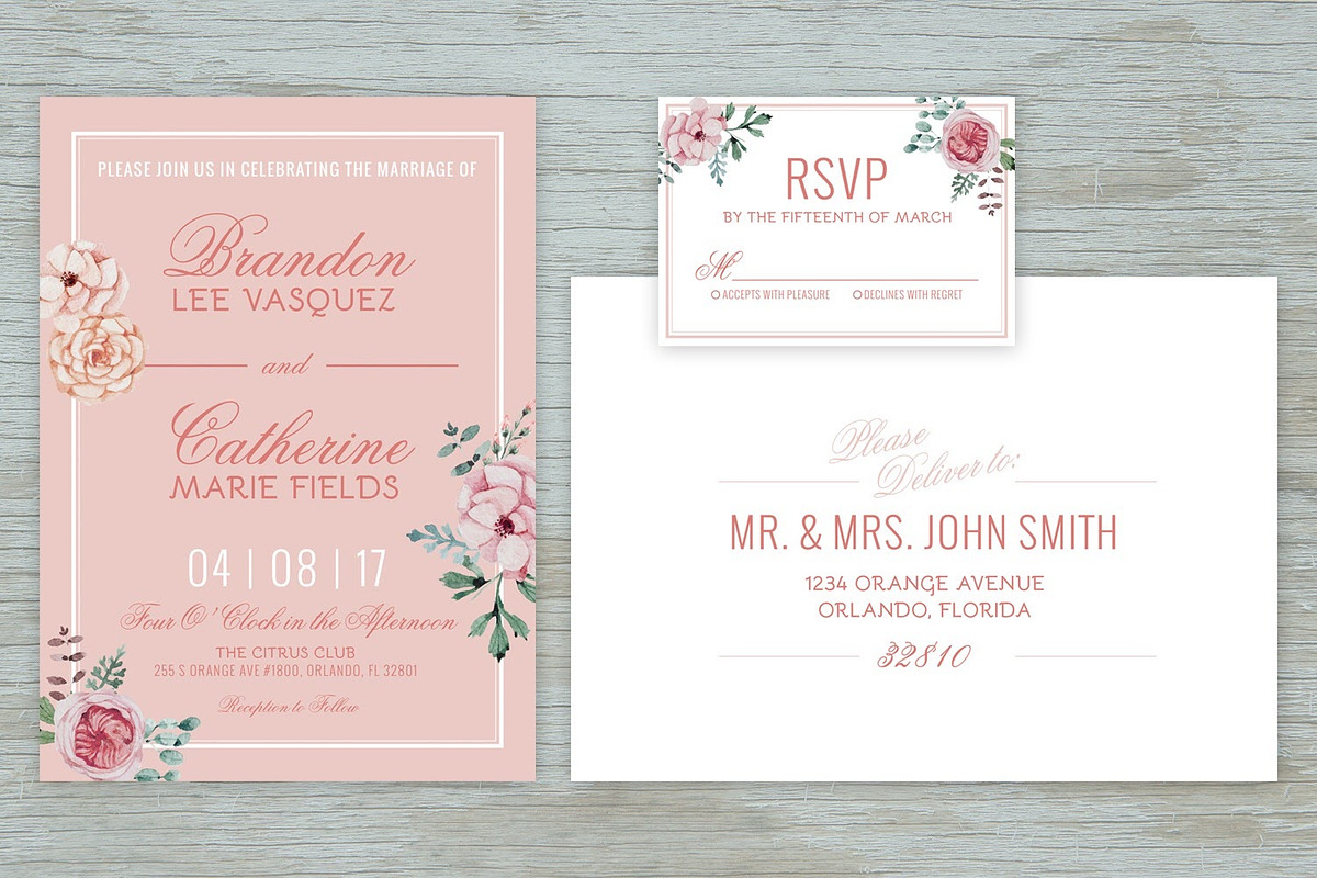 Vintage Floral Wedding Suite in Wedding Templates - product preview 8