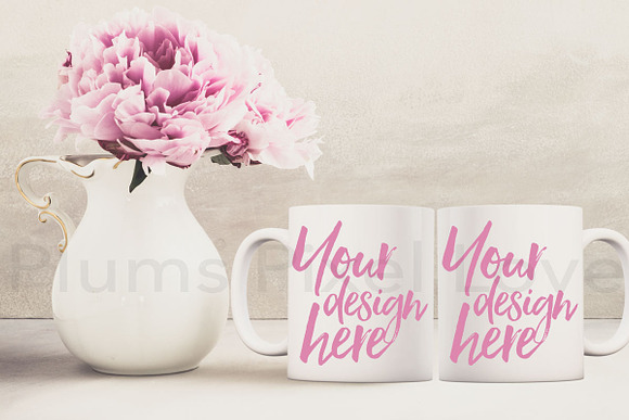 2 Pretty floral styled mug mockups in Product Mockups - product preview 2