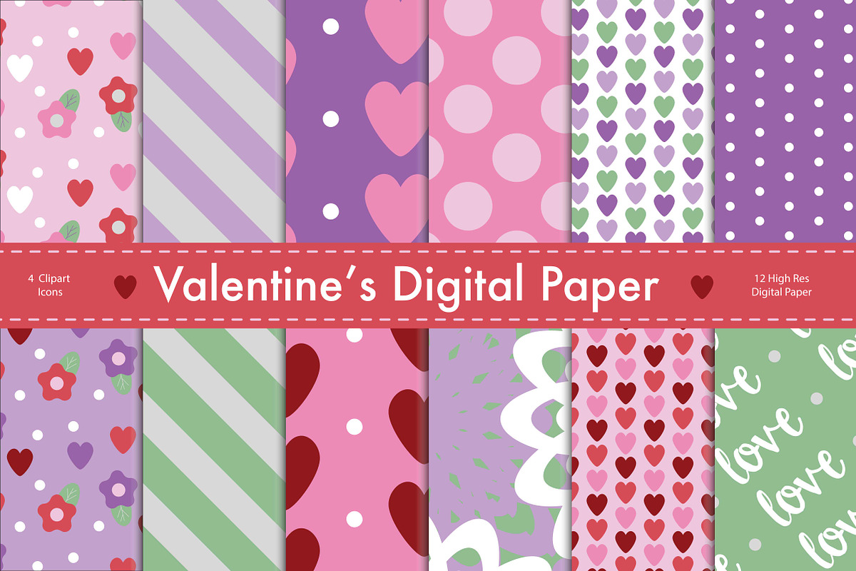 Valentine's Digital Paper in Graphics - product preview 8