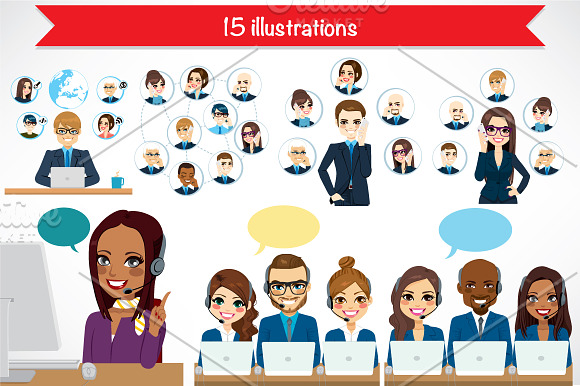 15 Call Center & Business Illust in Illustrations - product preview 1