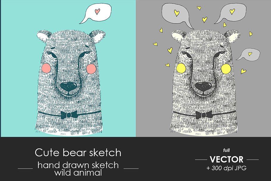 Cute bear sketch in Illustrations - product preview 8
