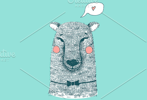 Cute bear sketch in Illustrations - product preview 2